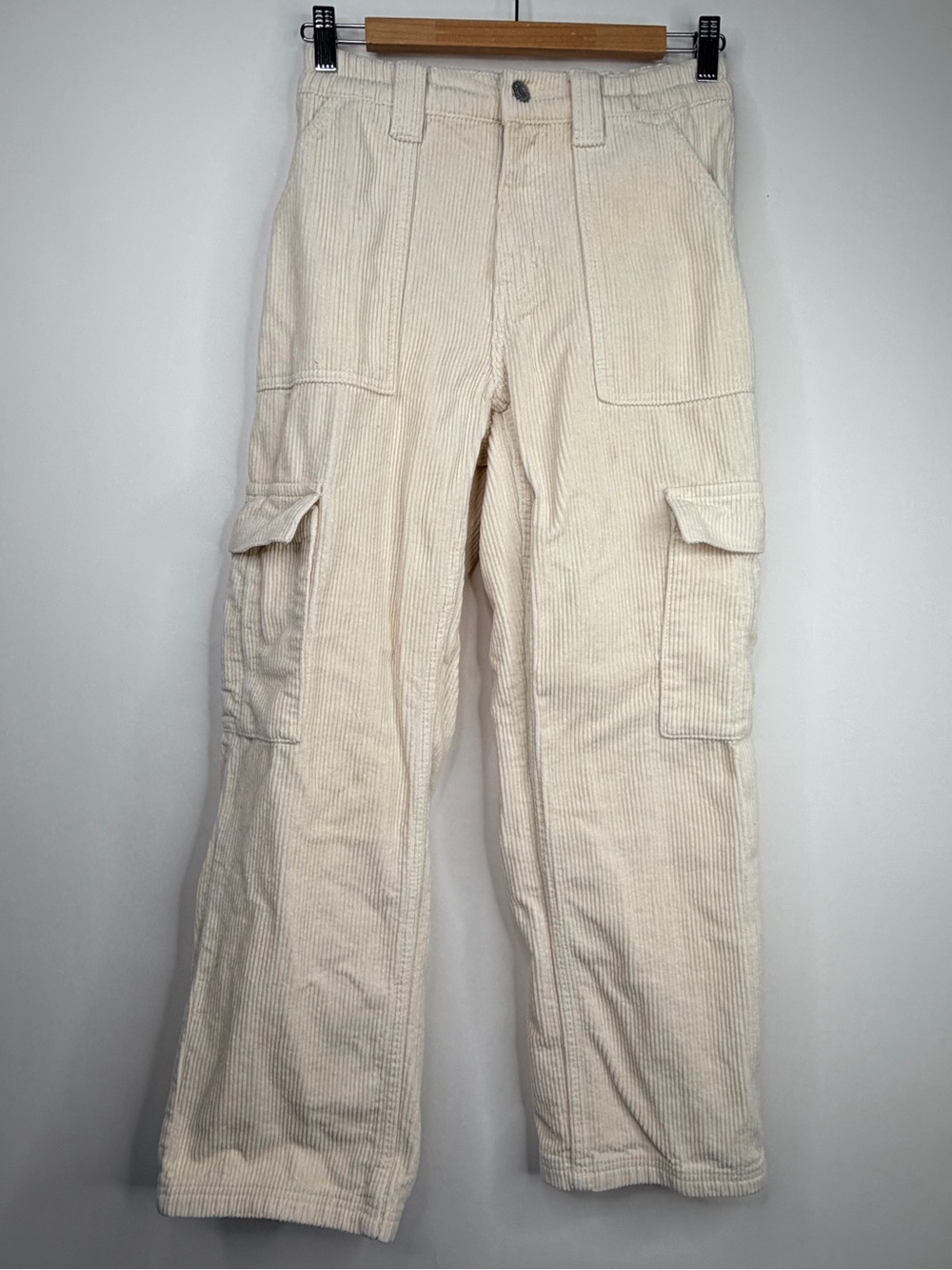 Women’s Cream Corduroy Cargo Pants - Classic Utility Style